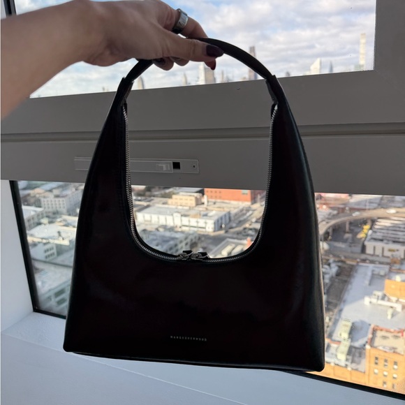 Marge Sherwood Hobo Shoulder Bag in Dark Brown Crinkle - Picture 2 of 6